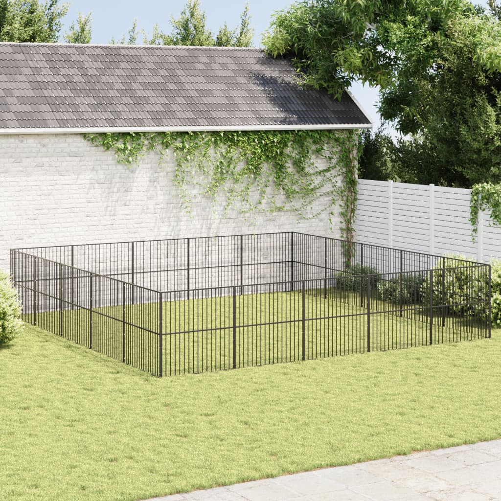 VidaXL Niche pour chien 20 panneaux en acier thermolaqué noir