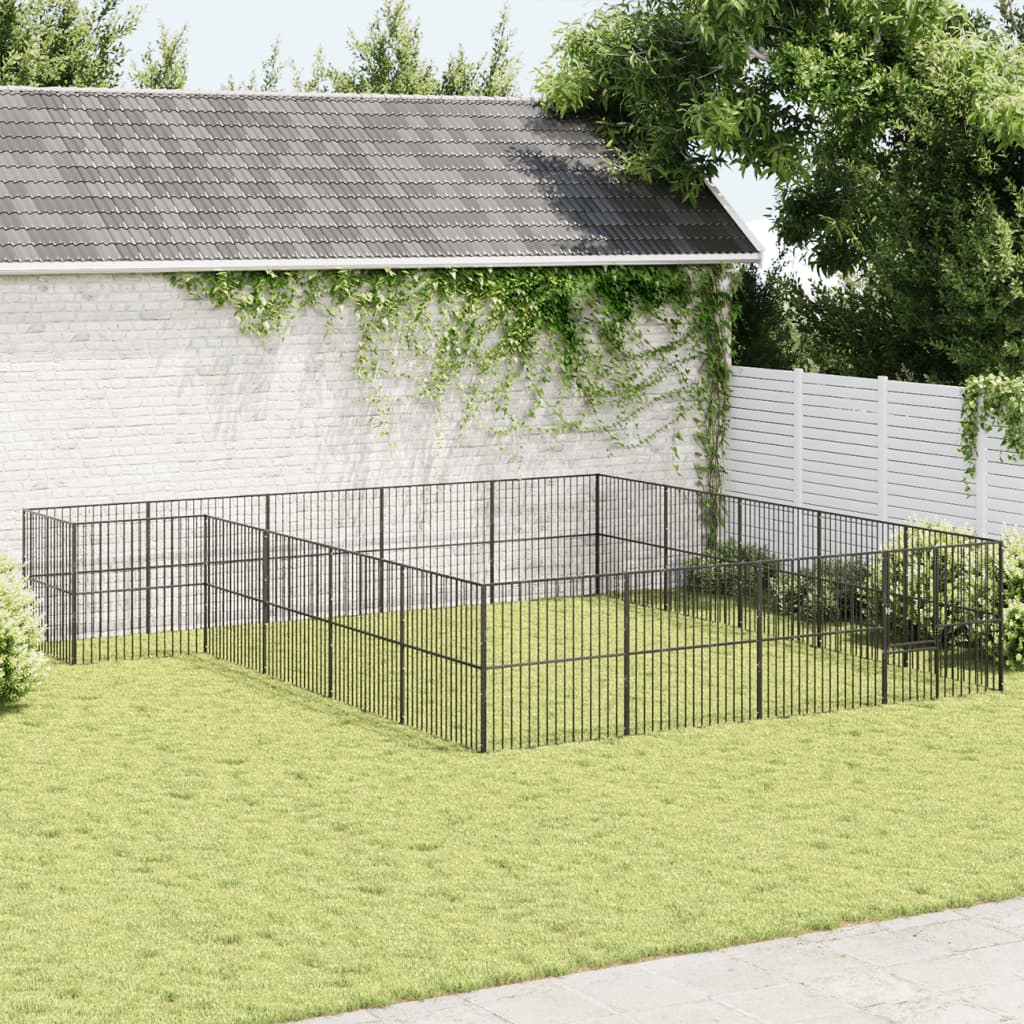 VidaXL Niche pour chien 20 panneaux en acier thermolaqué noir