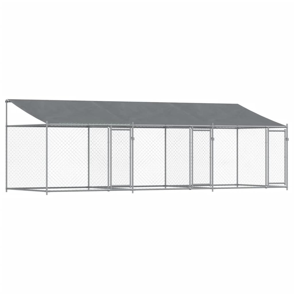 VidaXL Niche avec toit et portes 6x2x2 m acier galvanisé gris