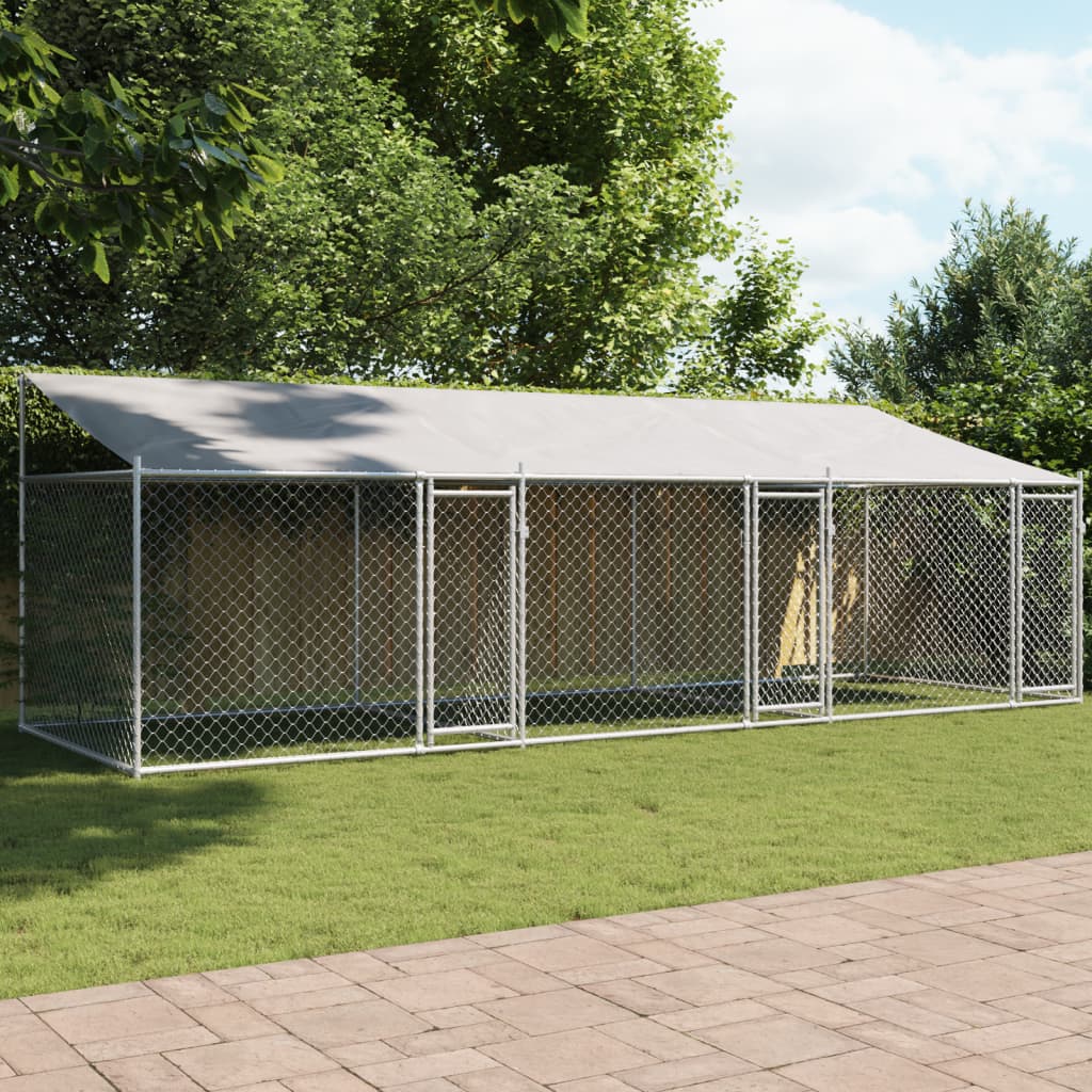 VidaXL Niche avec toit et portes 6x2x2 m acier galvanisé gris