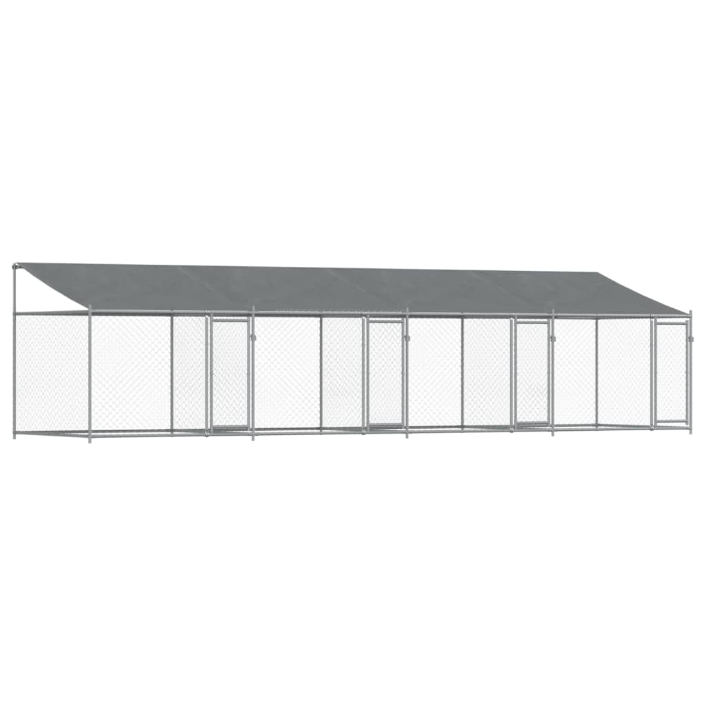 VidaXL Niche avec toit et portes 8x2x2 m acier galvanisé gris