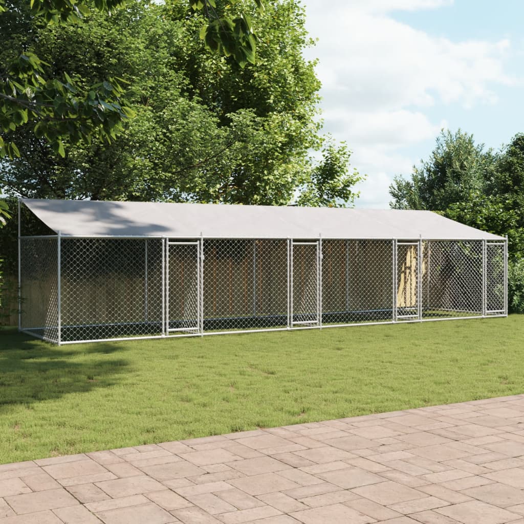 VidaXL Niche avec toit et portes 8x2x2 m acier galvanisé gris