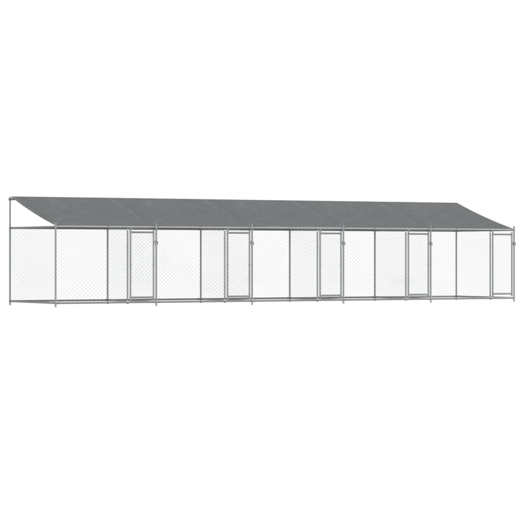 VidaXL Niche avec toit et portes 10x2x2 m acier galvanisé gris