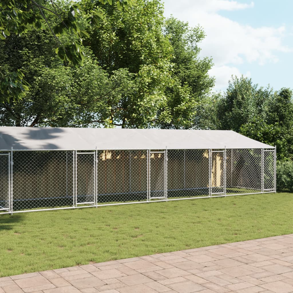 VidaXL Niche avec toit et portes 10x2x2 m acier galvanisé gris