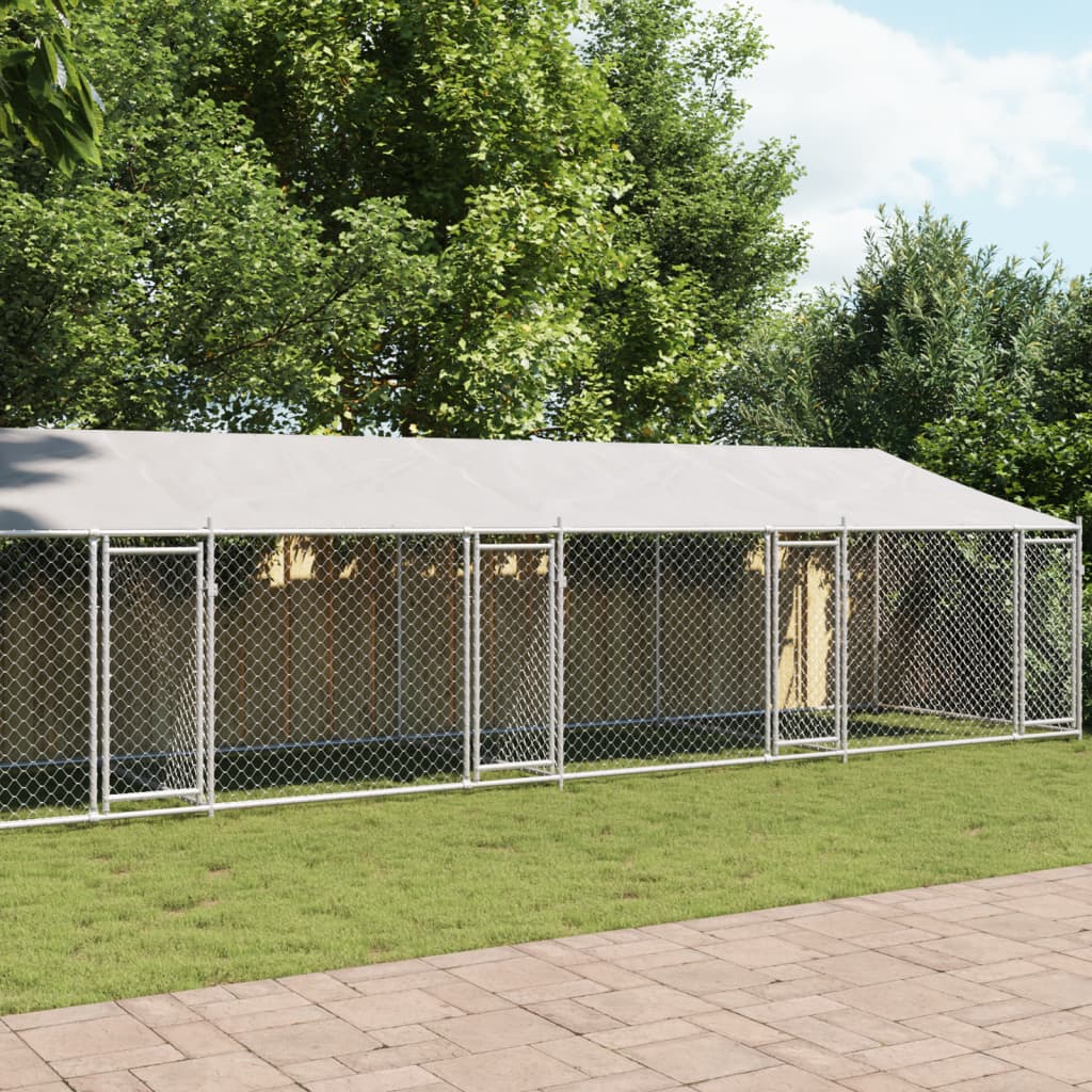 VidaXL Niche avec toit et portes 10x2x2 m acier galvanisé gris