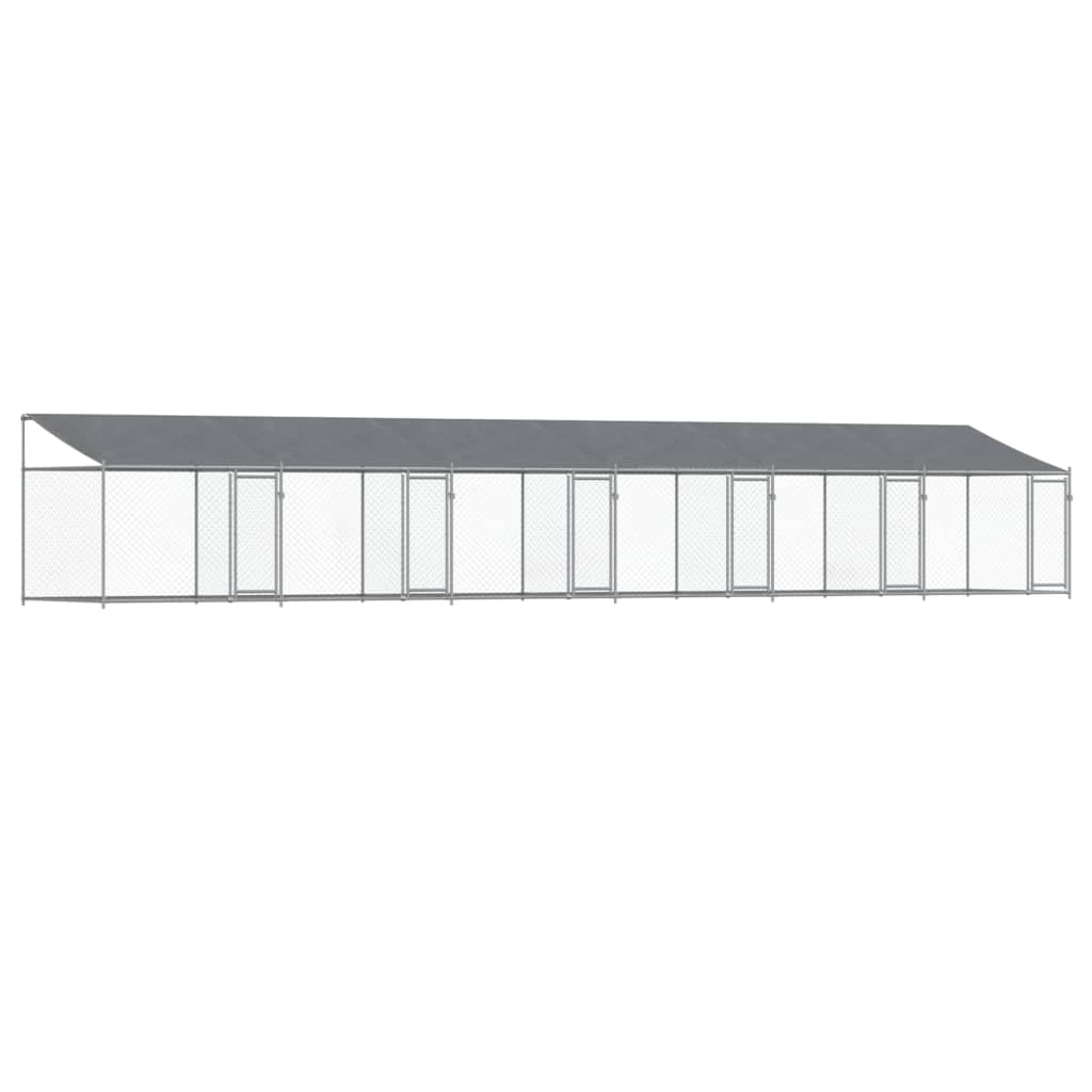 VidaXL Niche avec toit et portes 12x2x2 m acier galvanisé gris