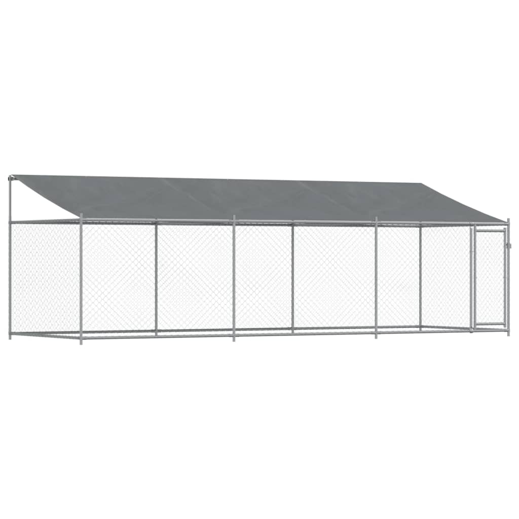 VidaXL Niche avec toit et porte 6x2x2 m acier galvanisé gris