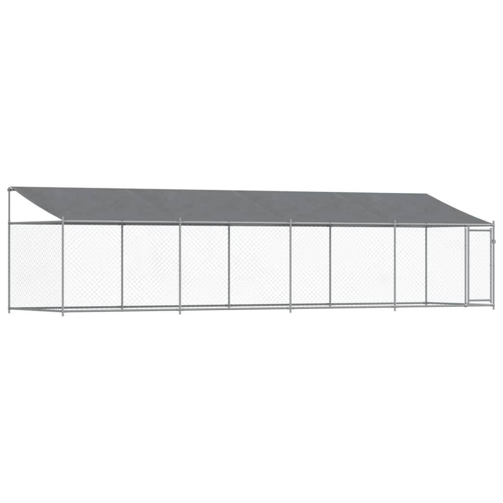 VidaXL Niche avec toit et porte 8x2x2 m acier galvanisé gris