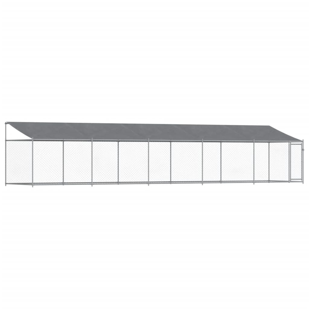 VidaXL Niche avec toit et porte 10x2x2 m acier galvanisé gris