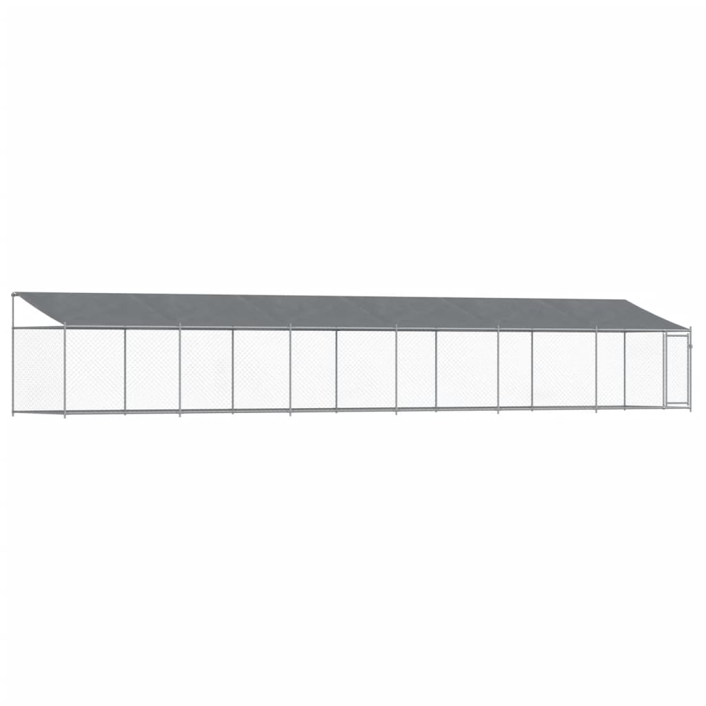 VidaXL Niche avec toit et porte 12x2x2 m acier galvanisé gris