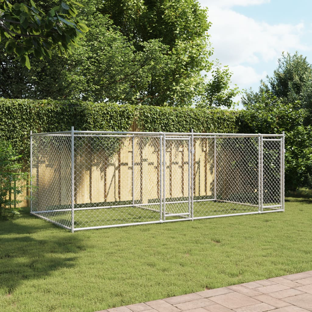 VidaXL Niche avec portes 4x2x1,5 m acier galvanisé gris