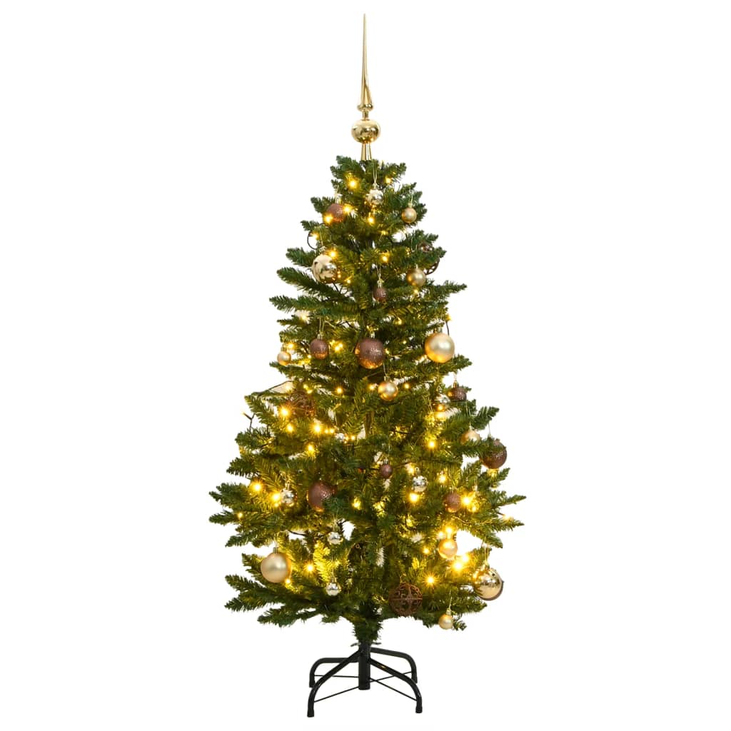 VidaXL Sapin de Noël artificiel avec charnières 150 LED et boules de Noël 150 cm