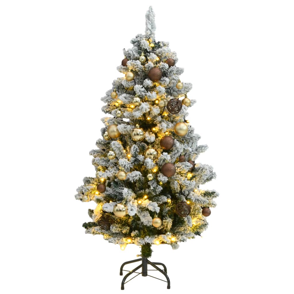 VidaXL Sapin de Noël artificiel avec charnières 150 LED et boules de Noël 120 cm