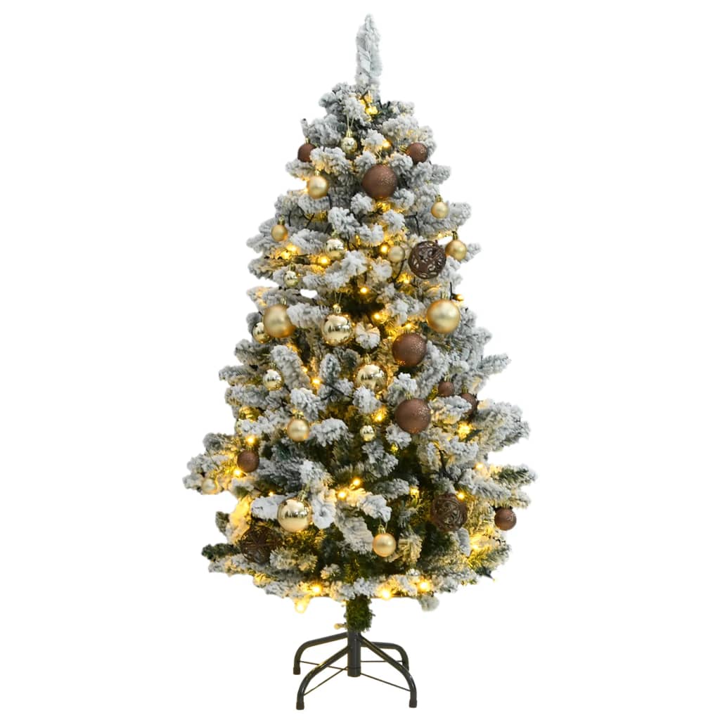 VidaXL Sapin de Noël artificiel avec charnières 150 LED et boules de Noël 150 cm