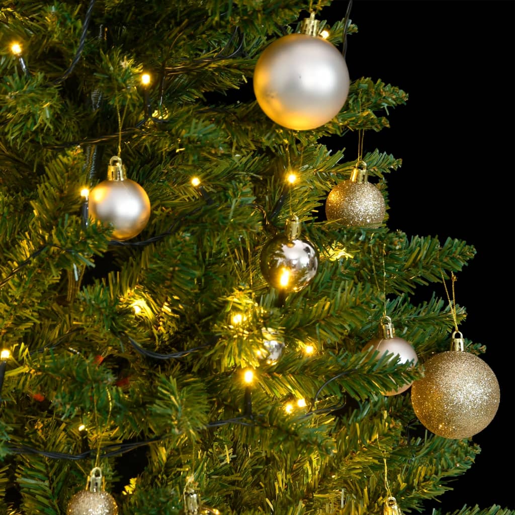 VidaXL Sapin de Noël artificiel avec charnières 150 LED et boules de Noël 120 cm