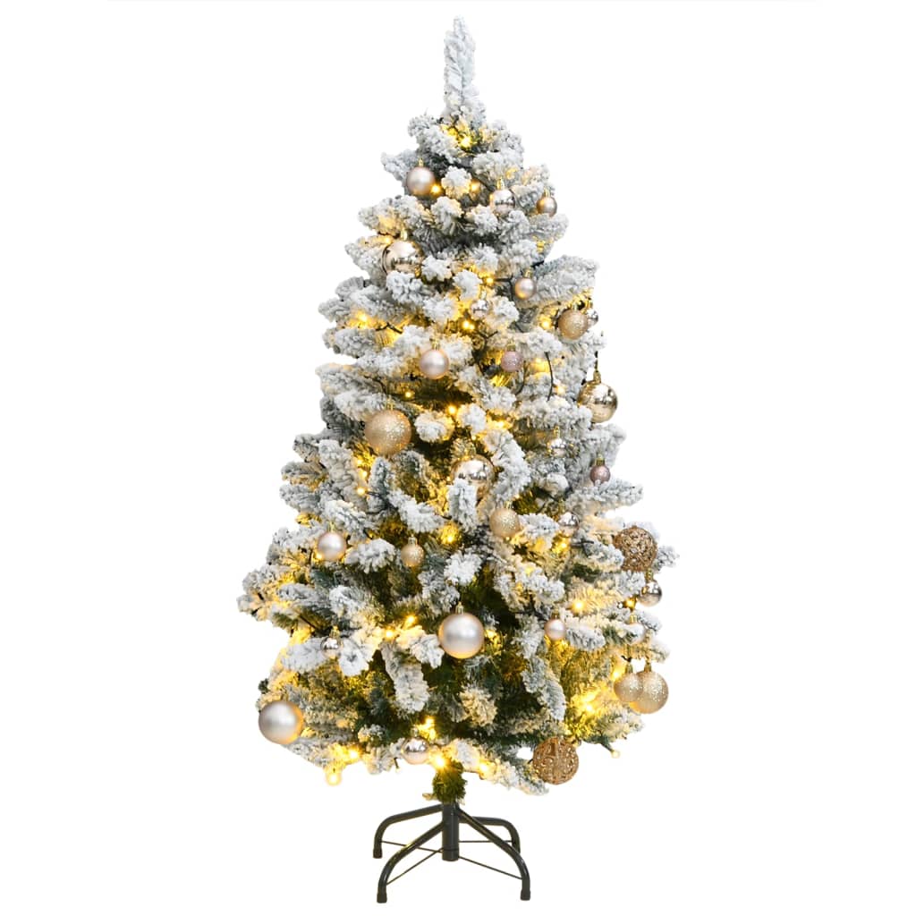 VidaXL Sapin de Noël artificiel avec charnières 150 LED et boules de Noël 150 cm