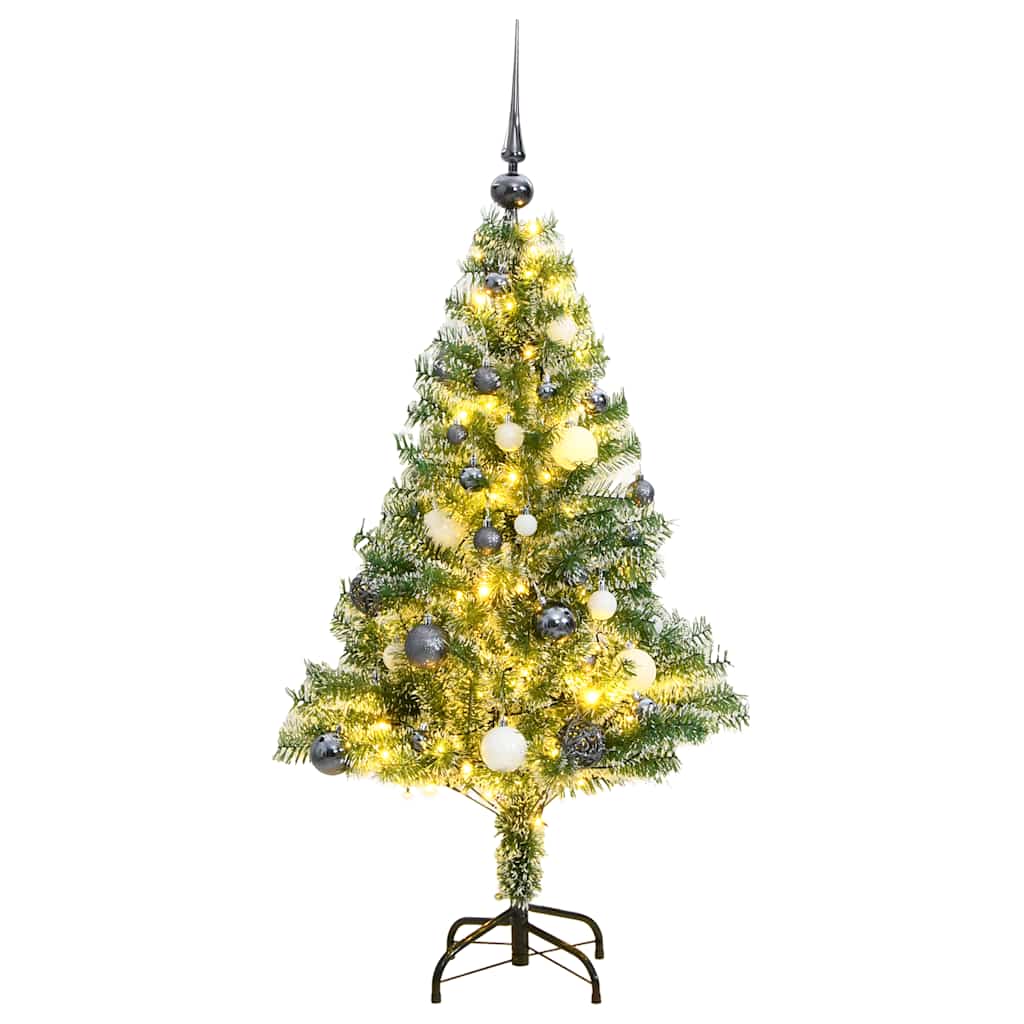 VidaXL sapin de Noël artificiel 150 LED, boules et neige 150 cm