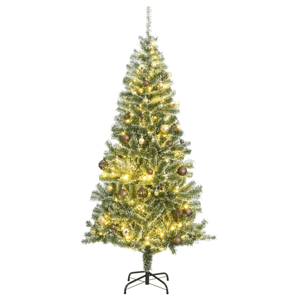VidaXL Sapin de Noël artificiel avec 300 LED, boules et neige 210 cm