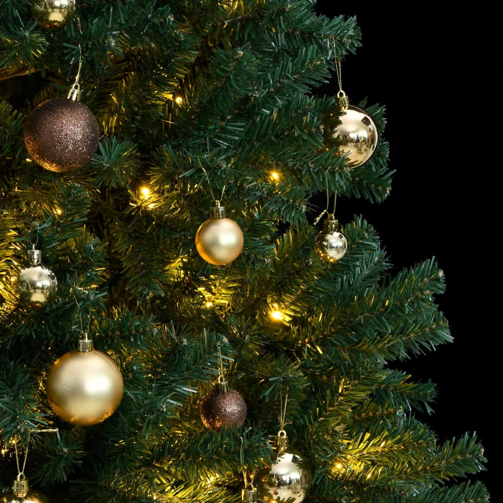 VidaXL Sapin de Noël artificiel avec charnières 300 LED et boules de Noël 180 cm