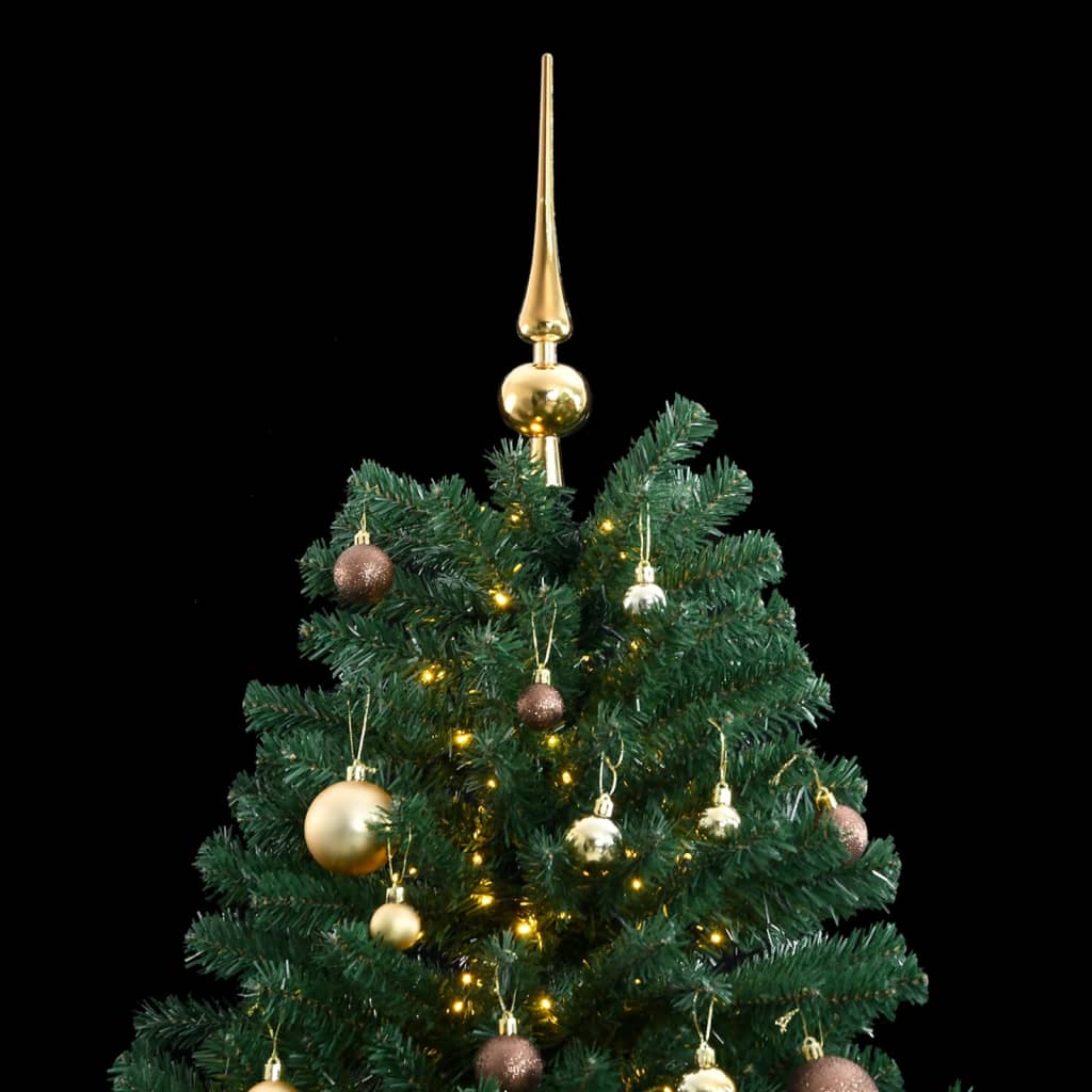 VidaXL Sapin de Noël artificiel avec charnières 300 LED et boules de Noël 210 cm