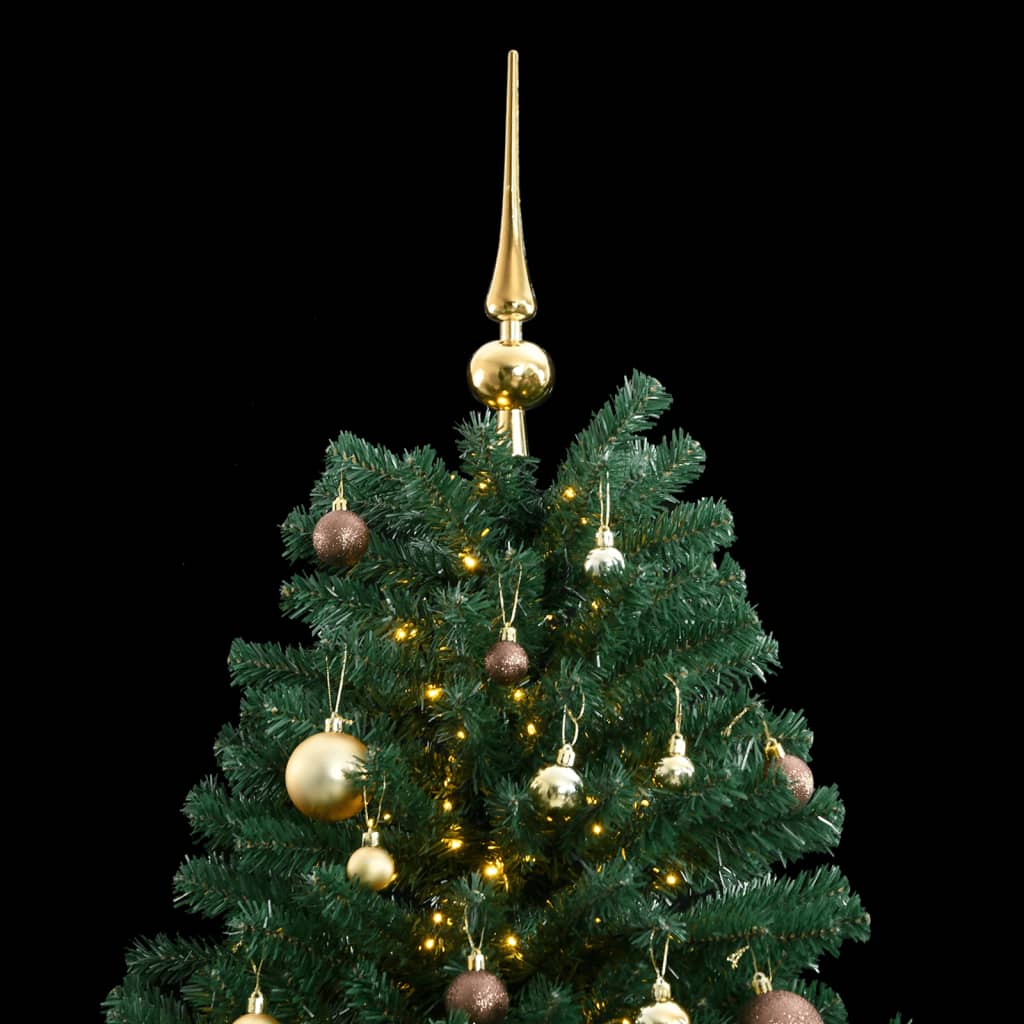 VidaXL Sapin de Noël artificiel avec charnières 300 LED et boules de Noël 240 cm