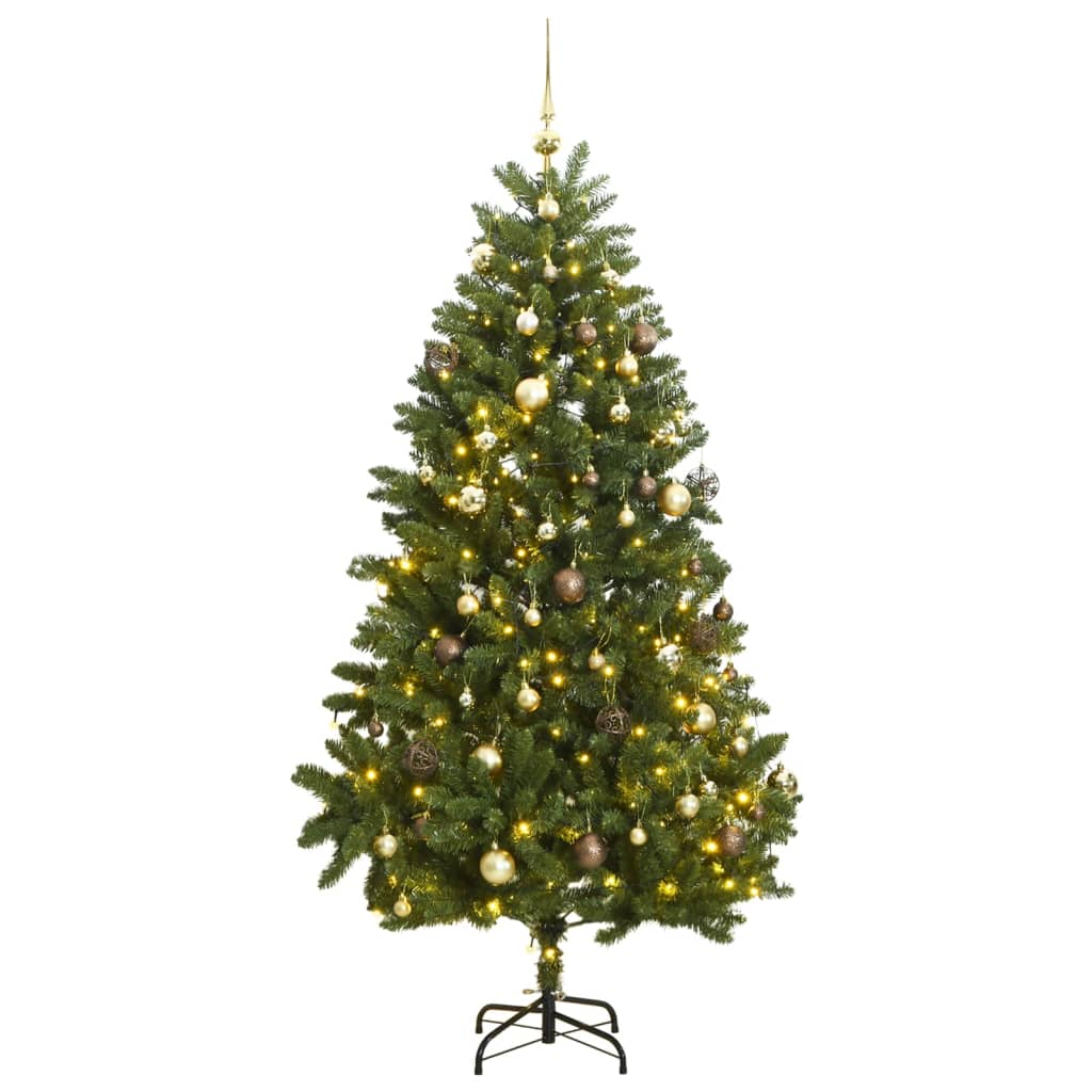 VidaXL Sapin de Noël artificiel avec charnières 300 LED et boules de Noël 270 cm