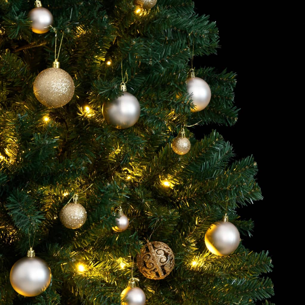 VidaXL Sapin de Noël artificiel avec charnières 300 LED et boules de Noël 180 cm