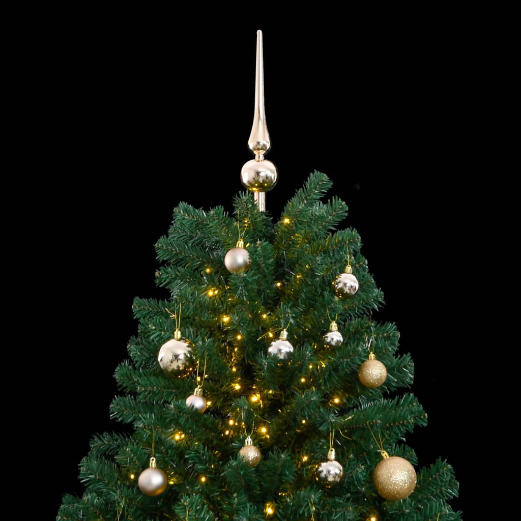 VidaXL Sapin de Noël artificiel avec charnières 300 LED et boules de Noël 240 cm