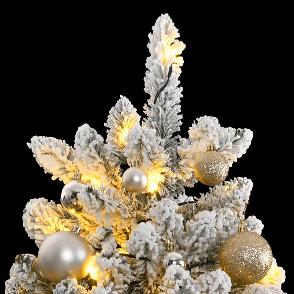 VidaXL Sapin de Noël artificiel avec charnières 300 LED et boules de Noël 180 cm