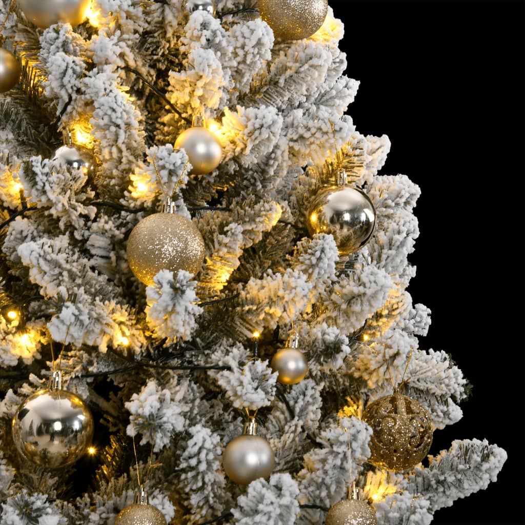 VidaXL Sapin de Noël artificiel avec charnières 300 LED et boules de Noël 180 cm