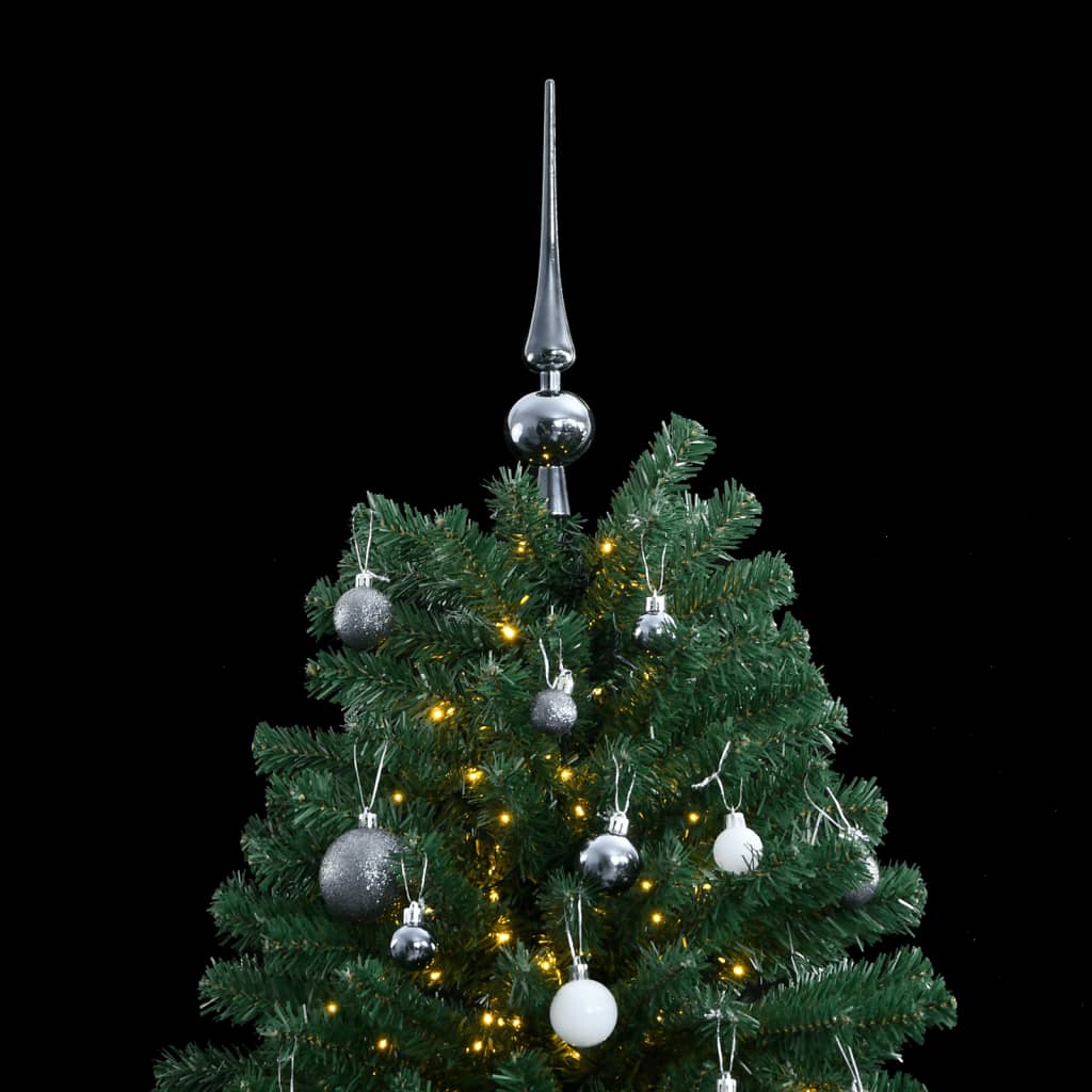 VidaXL Sapin de Noël artificiel avec charnières 300 LED et boules de Noël 180 cm