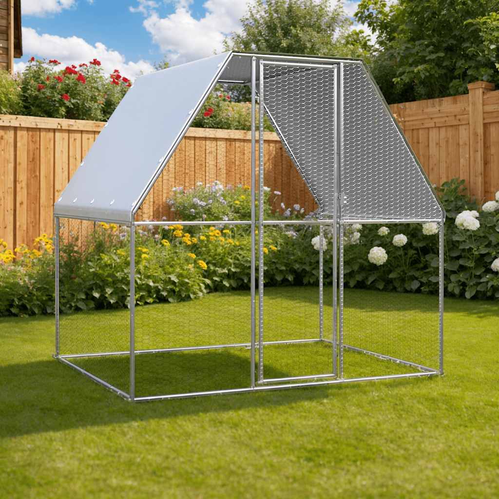 Cage à poulets VidaXL 2x2x2 m en acier galvanisé argent et gris