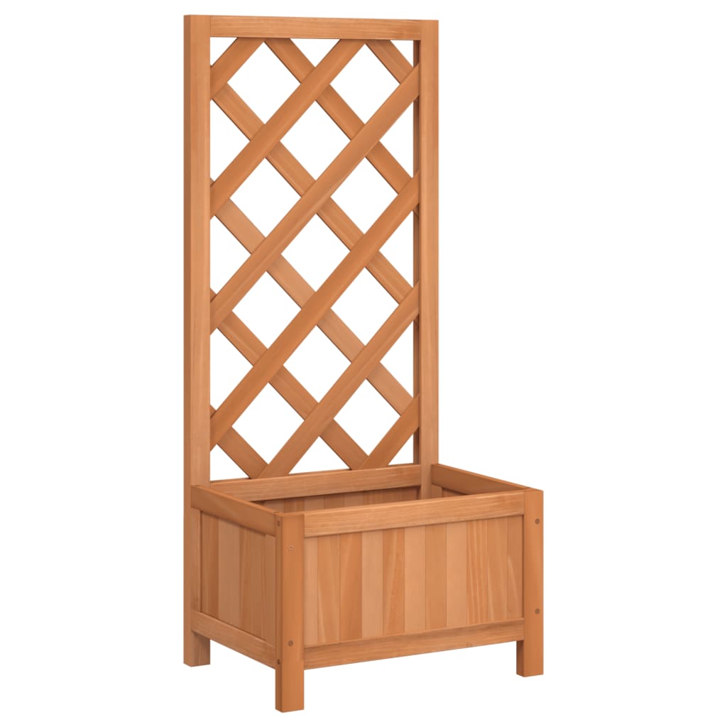 VidaXL jardinière avec treillis, bois de pin massif, marron