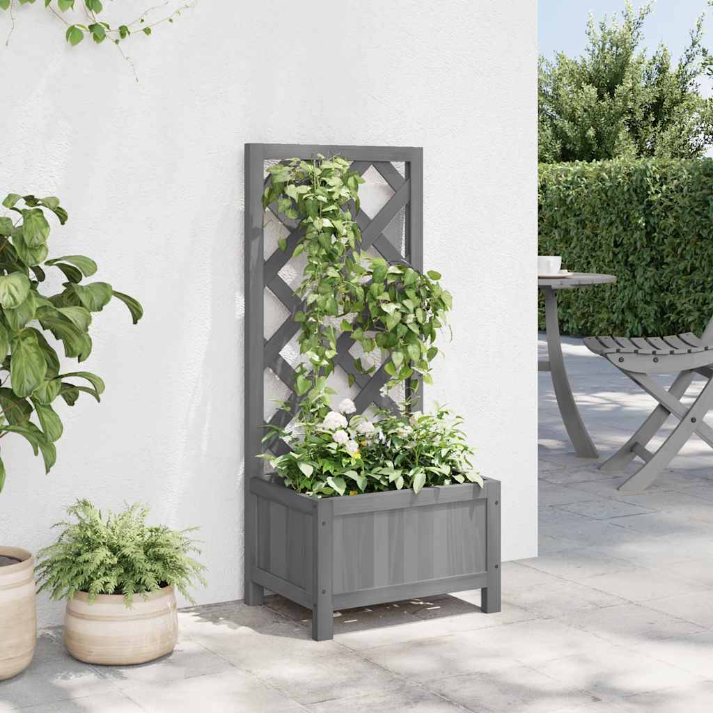 Vidaxx jardinière avec treillis, bois de pin massif, gris