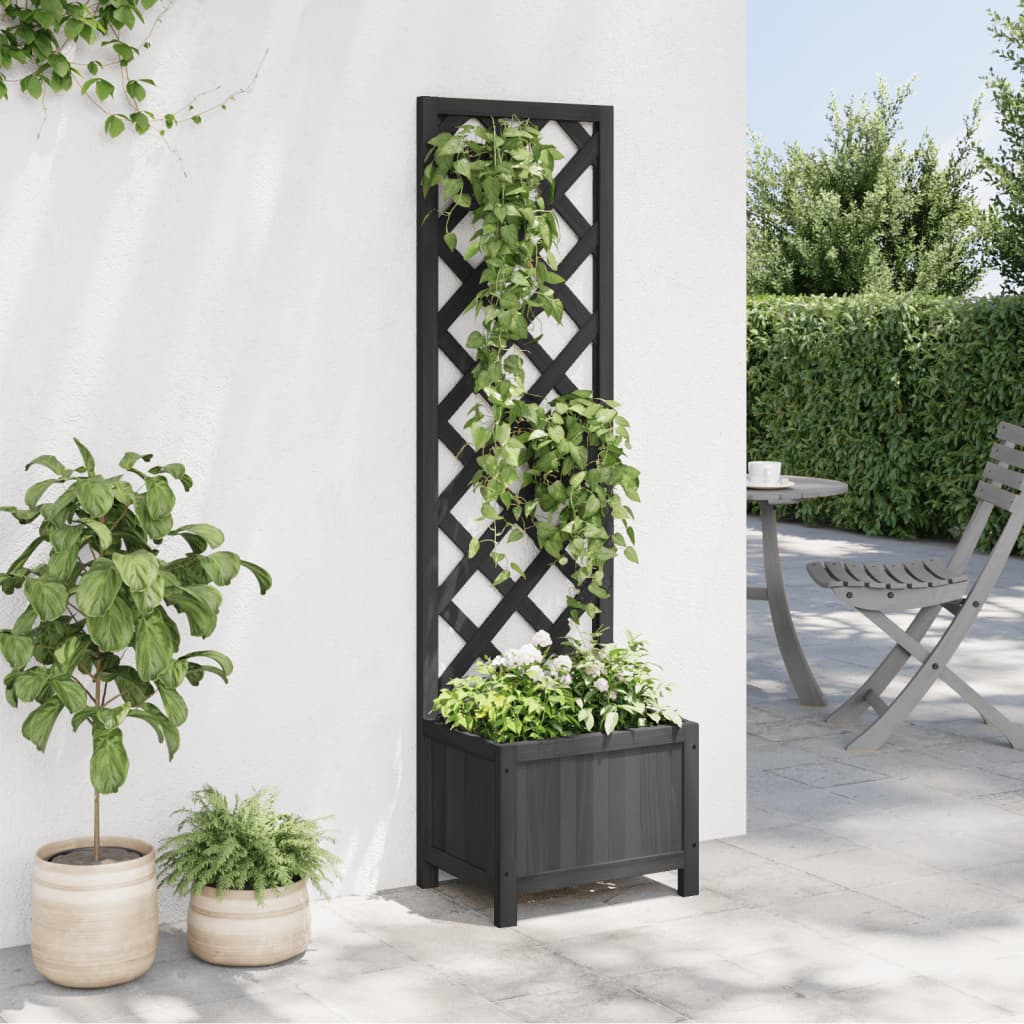 Vidaxx jardinière avec treillis en bois de pin massif noir