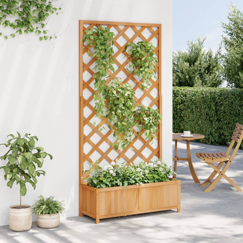 VidaXL jardinière avec treillis, bois de pin massif, marron