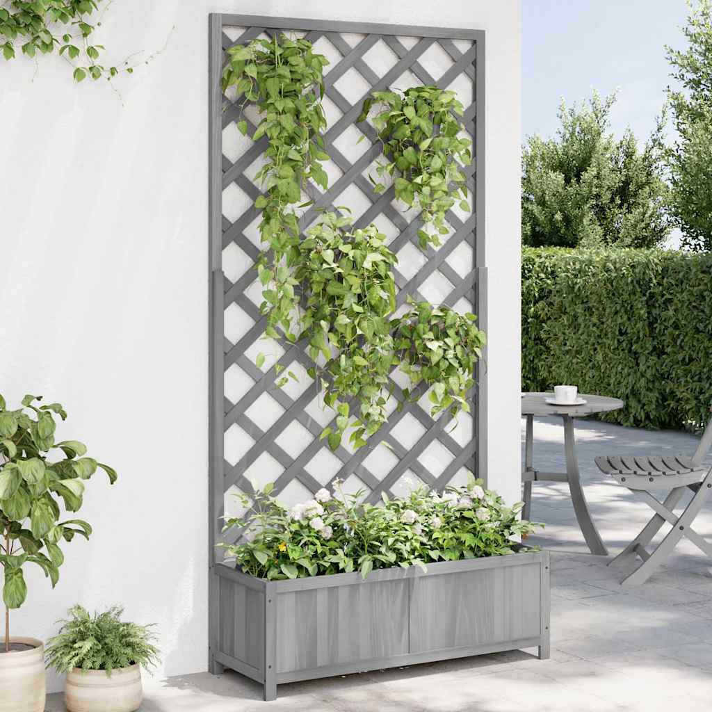 Vidaxx jardinière avec treillis, bois de pin massif, gris