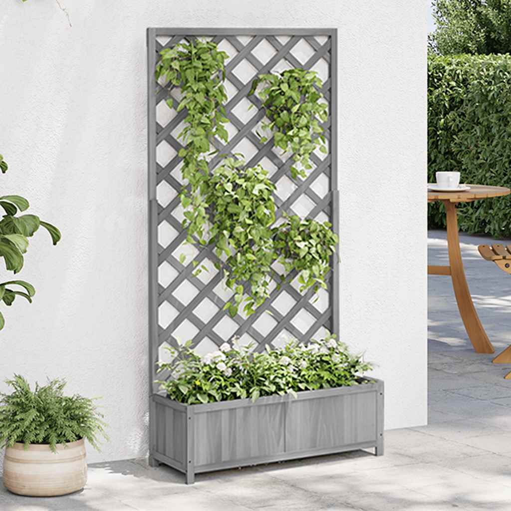 Vidaxx jardinière avec treillis, bois de pin massif, gris