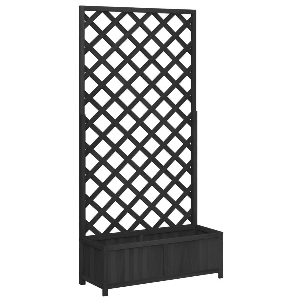Vidaxx jardinière avec treillis en bois de pin massif noir