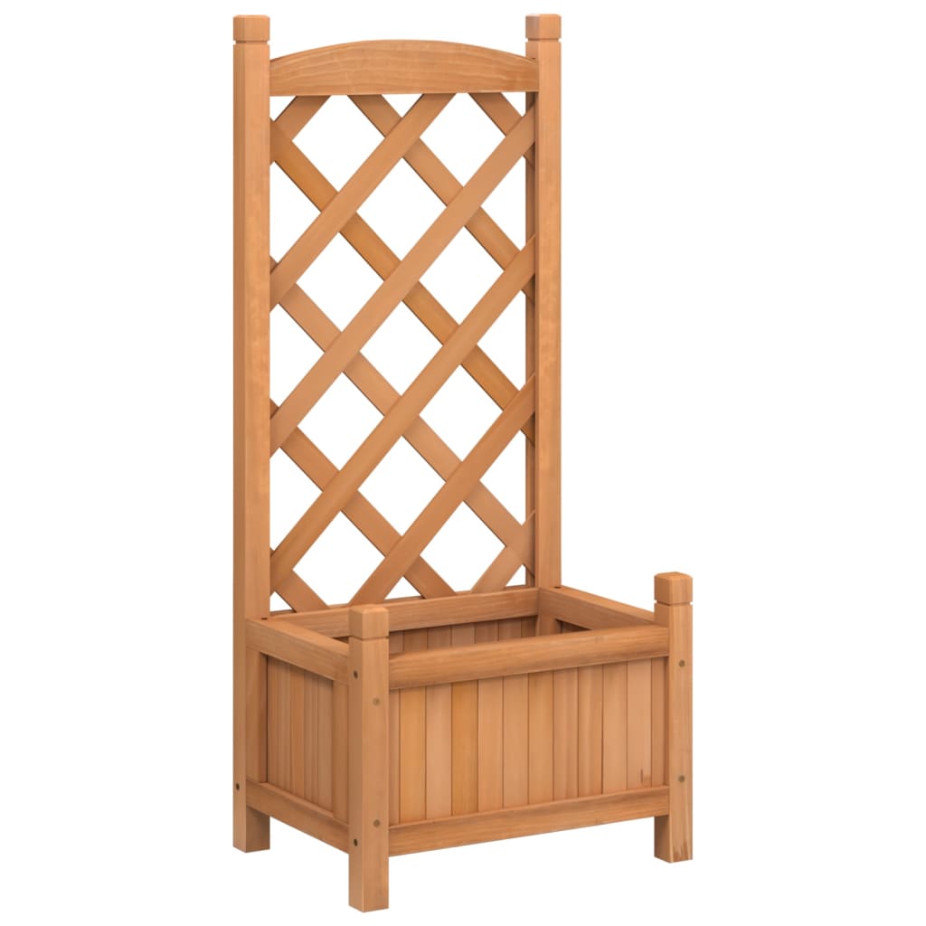 VidaXL jardinière avec treillis, bois de pin massif, marron