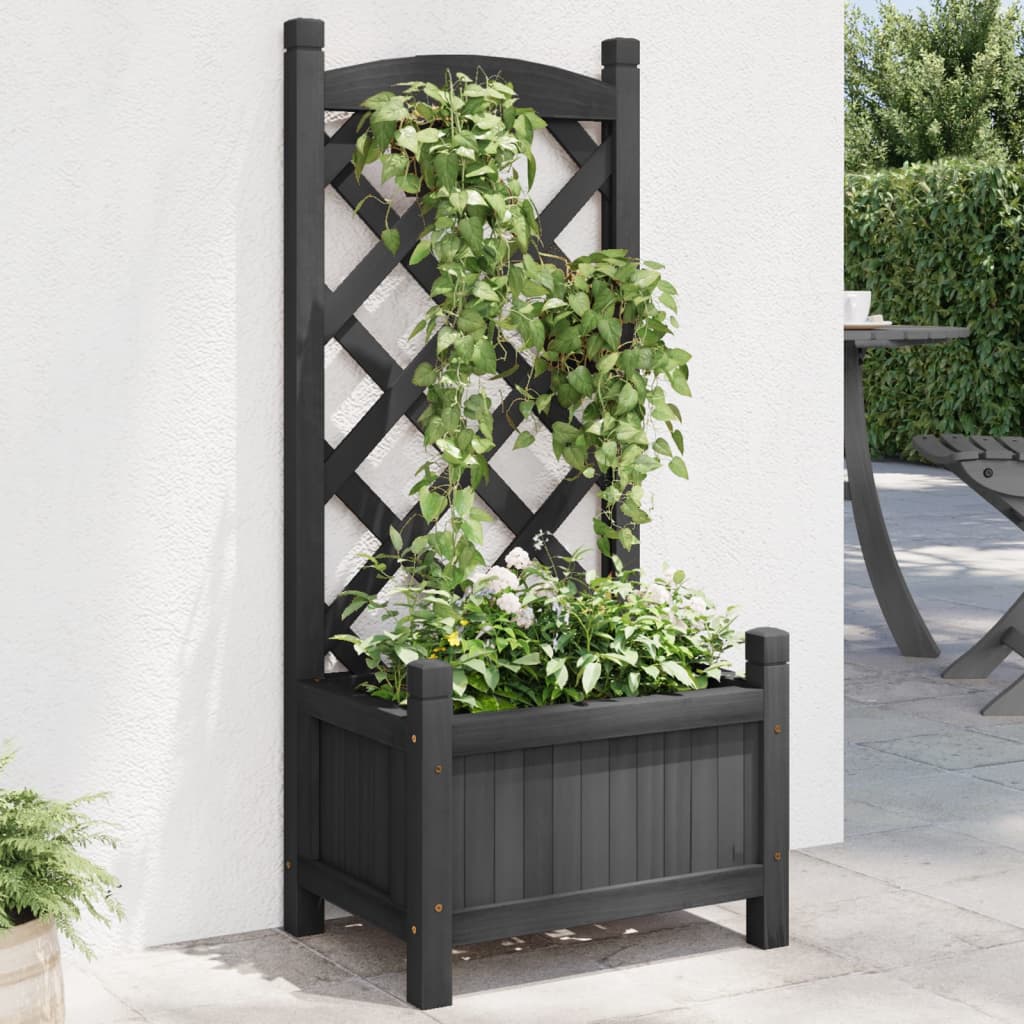 Vidaxx jardinière avec treillis en bois de pin massif noir