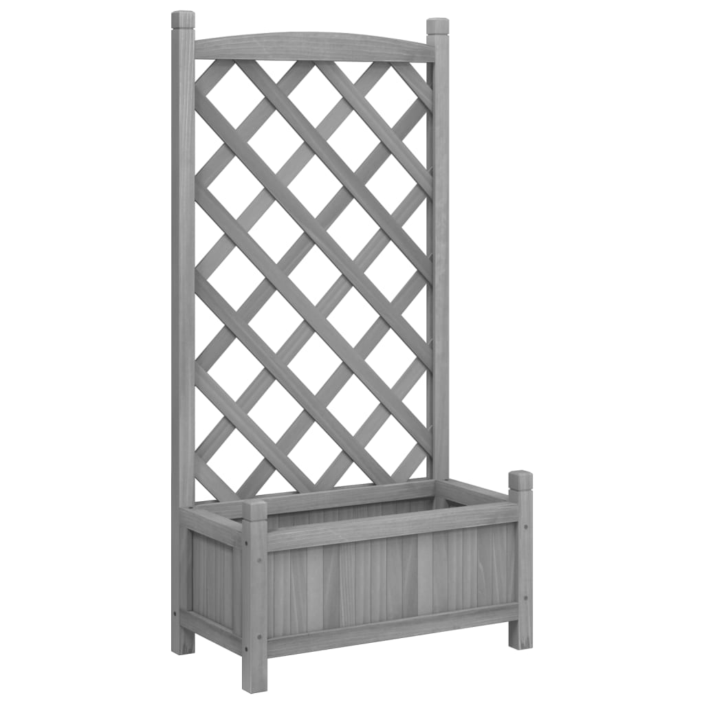Vidaxx jardinière avec treillis, bois de pin massif, gris