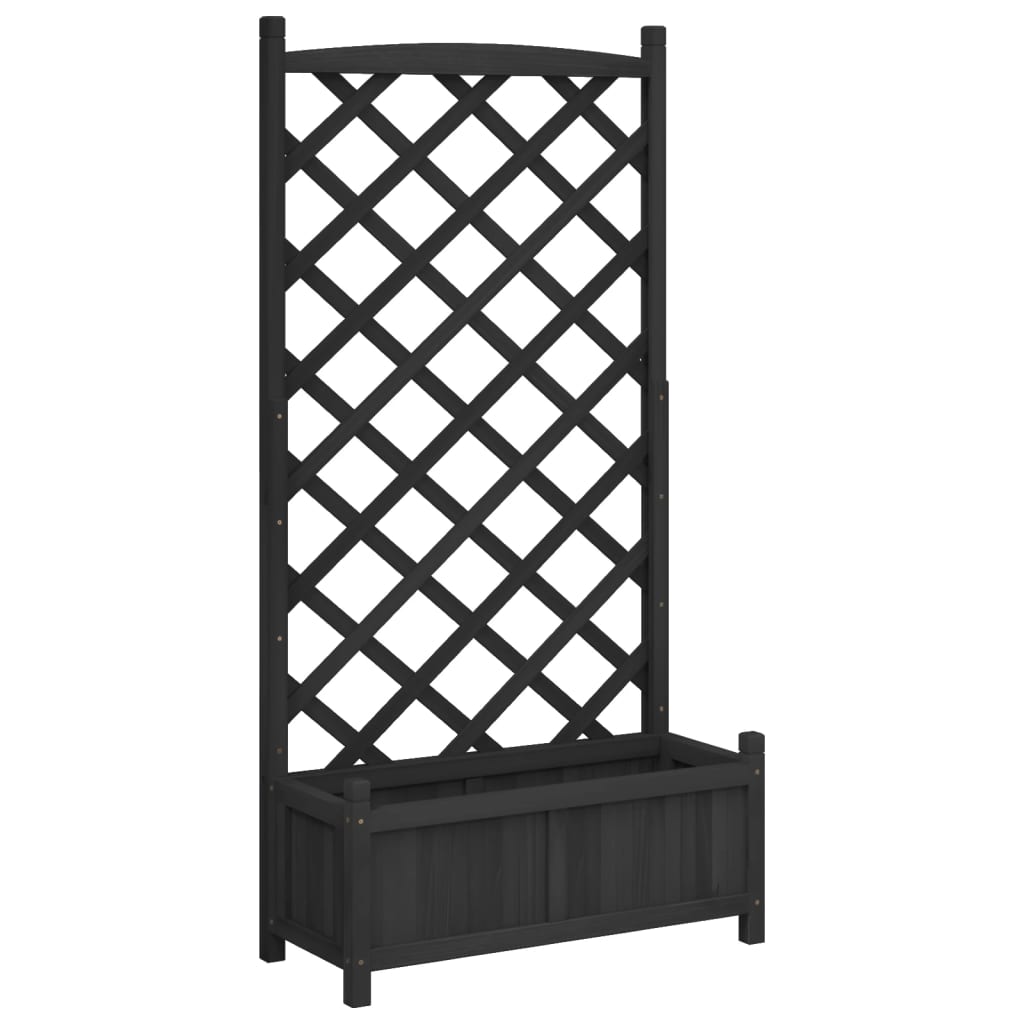 Vidaxx jardinière avec treillis en bois de pin massif noir
