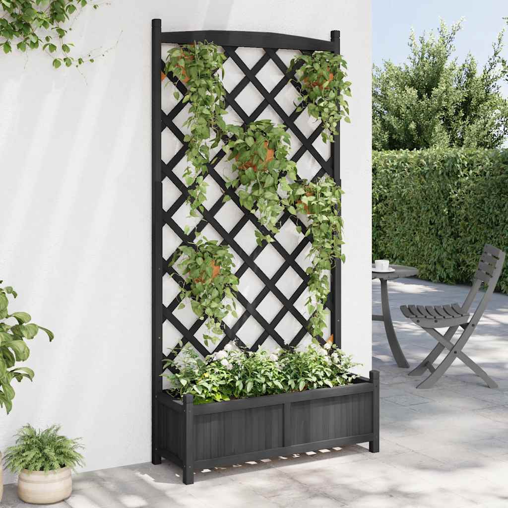 Vidaxx jardinière avec treillis en bois de pin massif noir