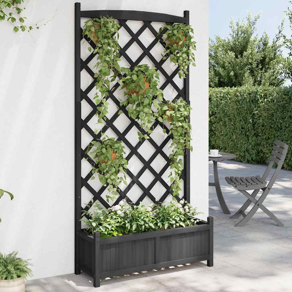 Vidaxx jardinière avec treillis en bois de pin massif noir
