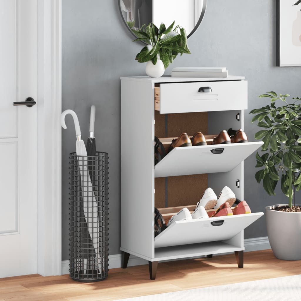 Vidaxl armoire à chaussures viken fini bois blanc