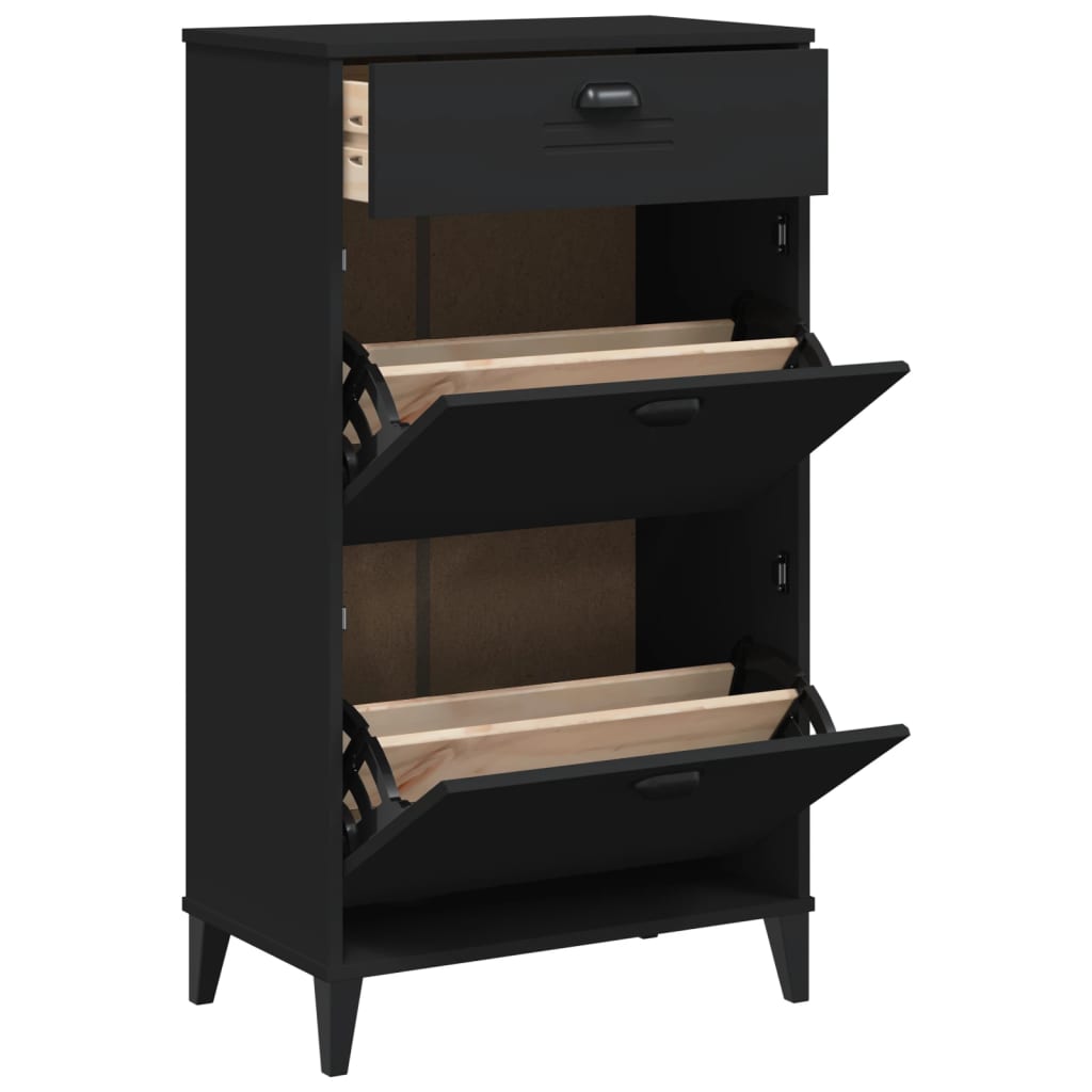 VidaXL Armoire à chaussures VIKEN fini bois noir