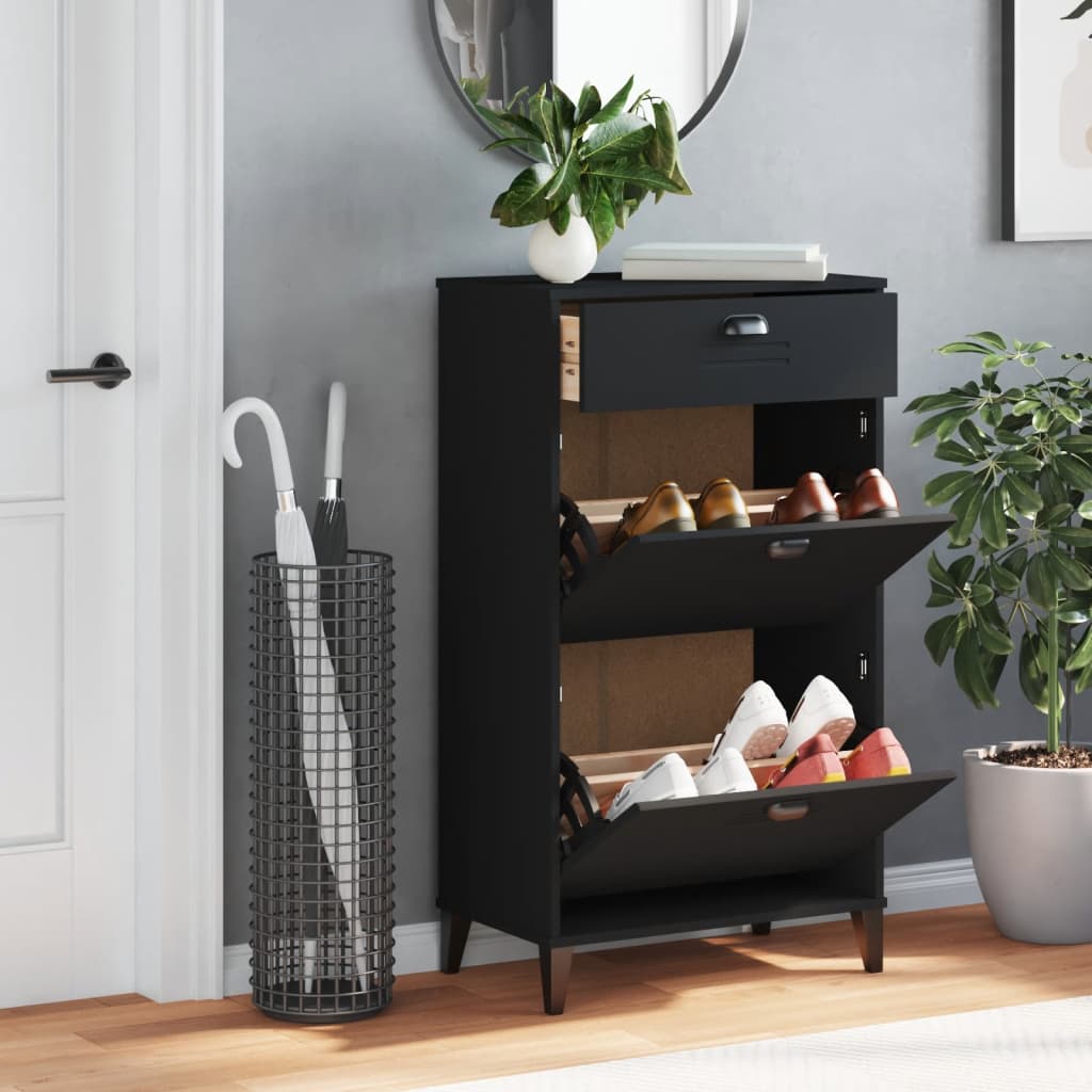 VidaXL Armoire à chaussures VIKEN fini bois noir
