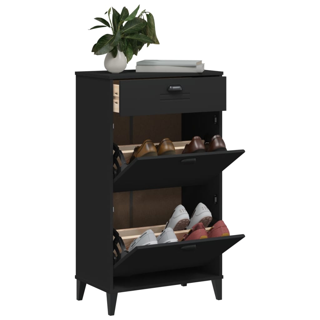 VidaXL Armoire à chaussures VIKEN fini bois noir