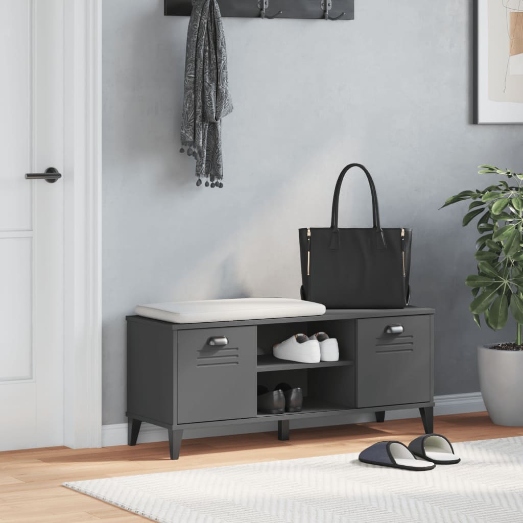 Vidaxl banc à chaussures viken 106x35x45 cm bois d'ingénierie gris anthracite